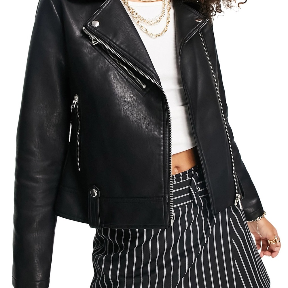Topshop Faux Leather Biker Jacket